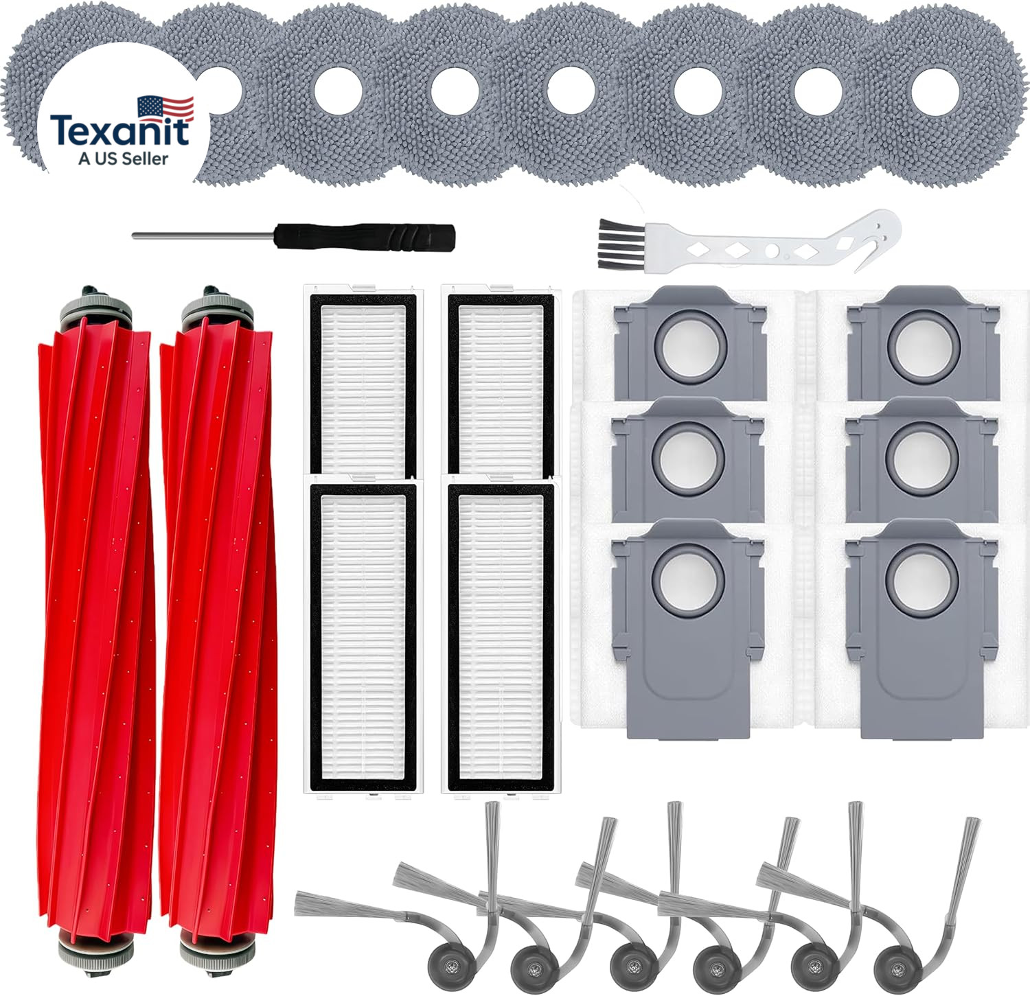 28Pcs QV35A Accessories Replacement Kit for Roborock QV35A/QV35S,QR798/QR598 Rob