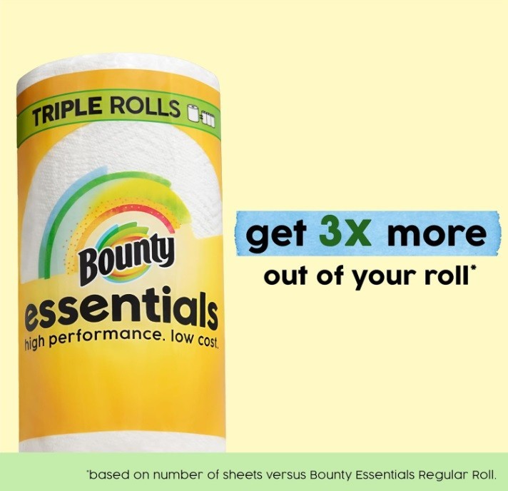 Bounty Essentials Select-A-Size Paper Towels White 2 Triple Rolls 6 Regular Roll