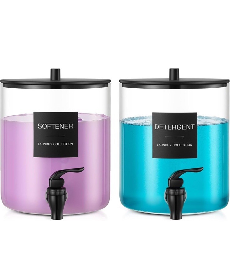 Glass Laundry Detergent Dispenser, 128 oz / 3.5L Fabric Softener Dispenser fo…