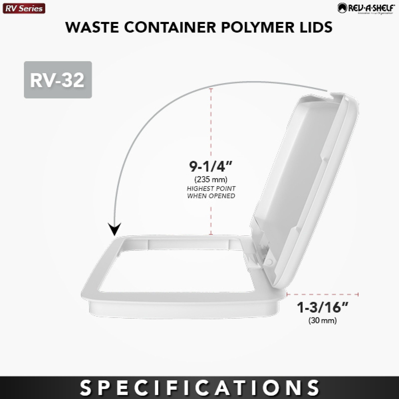 Rev-A-Shelf 32 qt. Trash Can Replacement Lid, Green (Lid Only), RV-32-LID-G-1