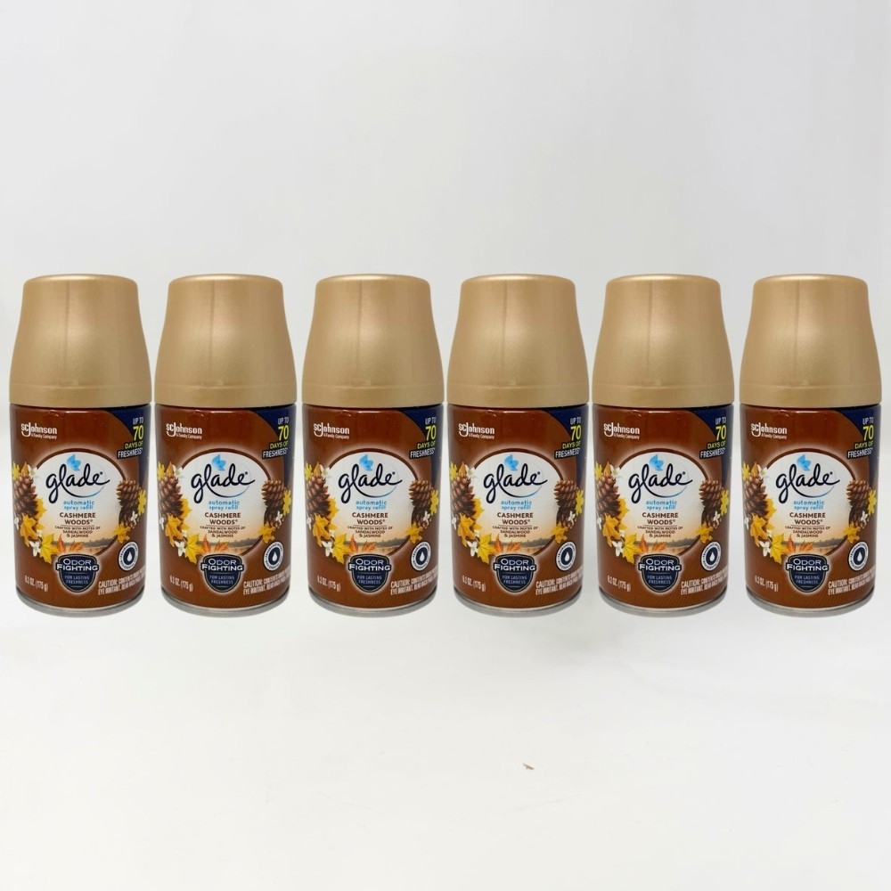 6 Pack – Glade Automatic Spray Air Freshener Refills, Cashmere Woods, 6.2oz