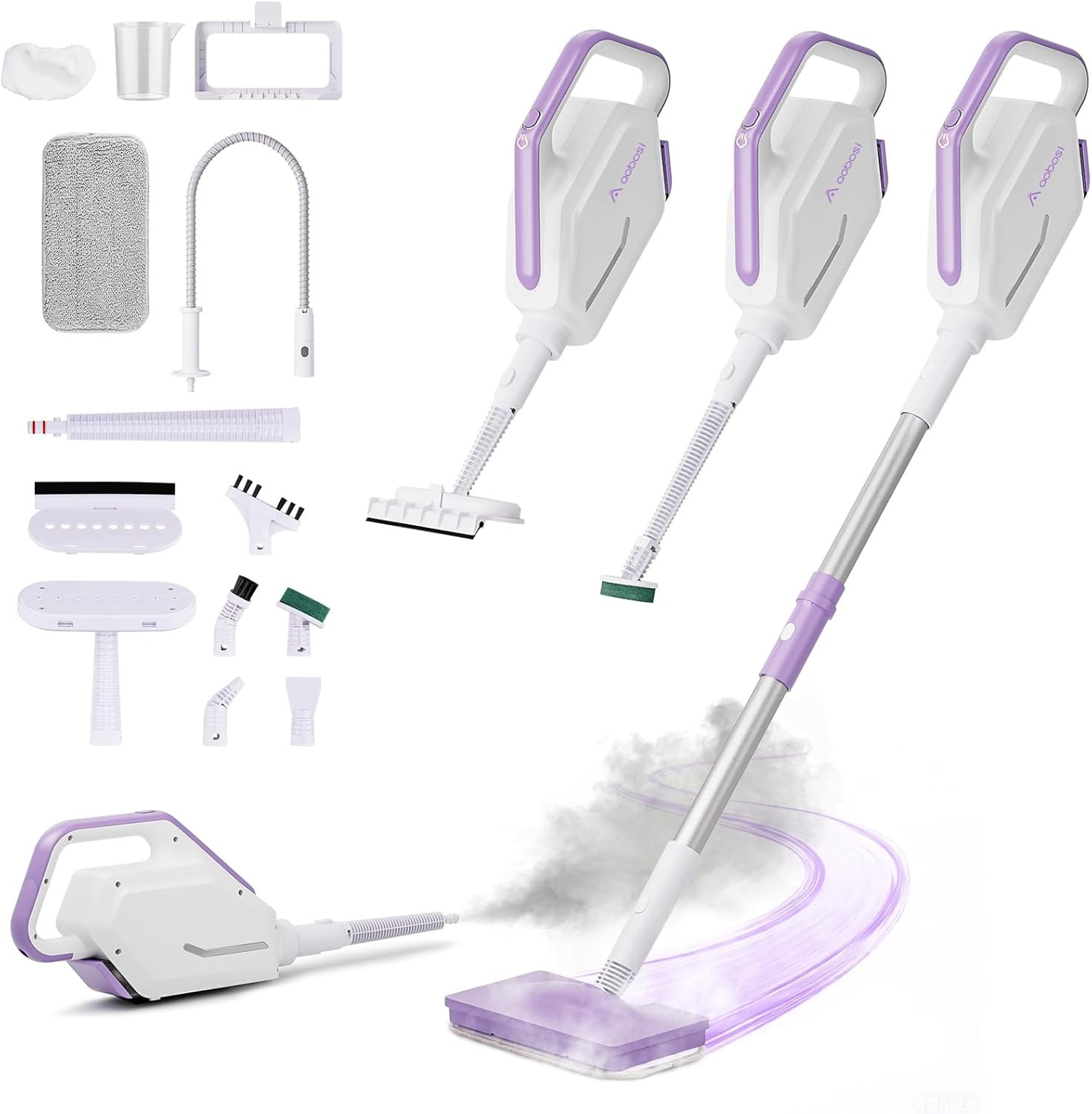 AAOBOSI Steam Mop, 1300W Powerful Detachable Handheld Steamer with 350ml Tank, 1