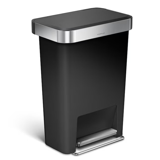 simplehuman 45 Liter Rectangular Step Can Soft Close Lid Black Plastic New (74 k