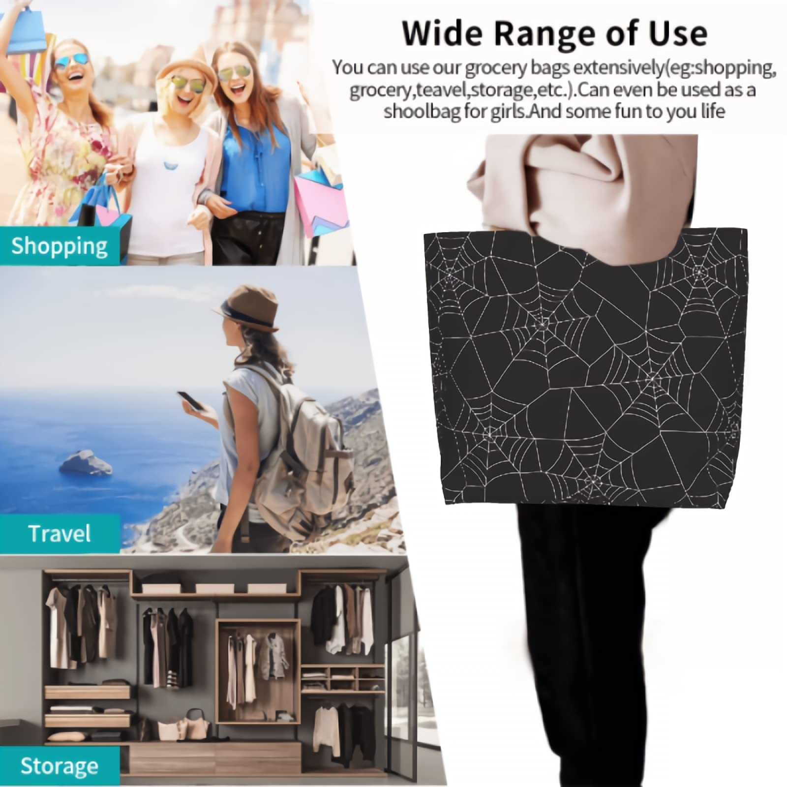 Large Reusable EcoFriendly Shoulder Handbag Portable Storage Shopping Tote