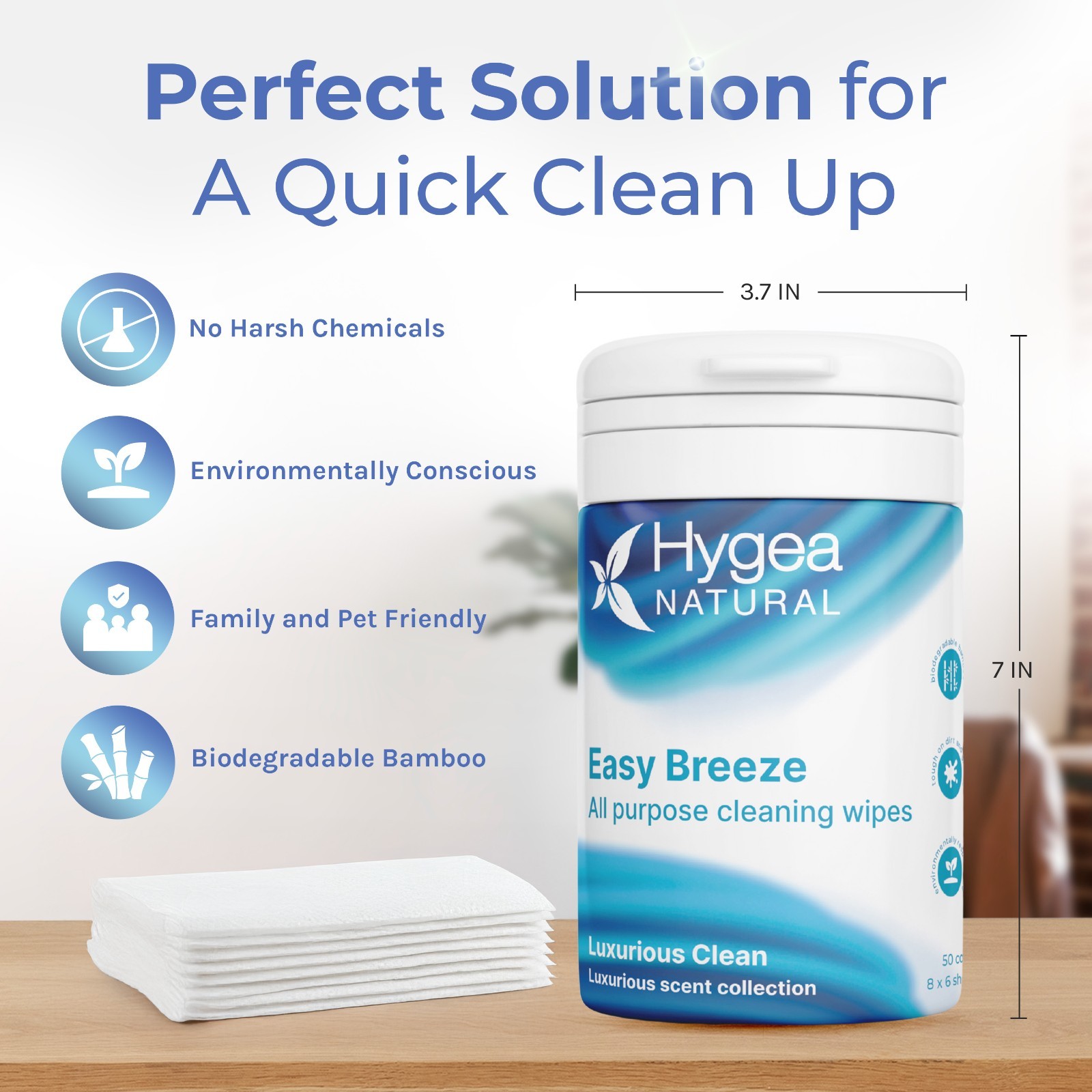 Easy Breeze All purpose cleaning wipes, Non-Toxic cleaning wipes, 50 wipe pack