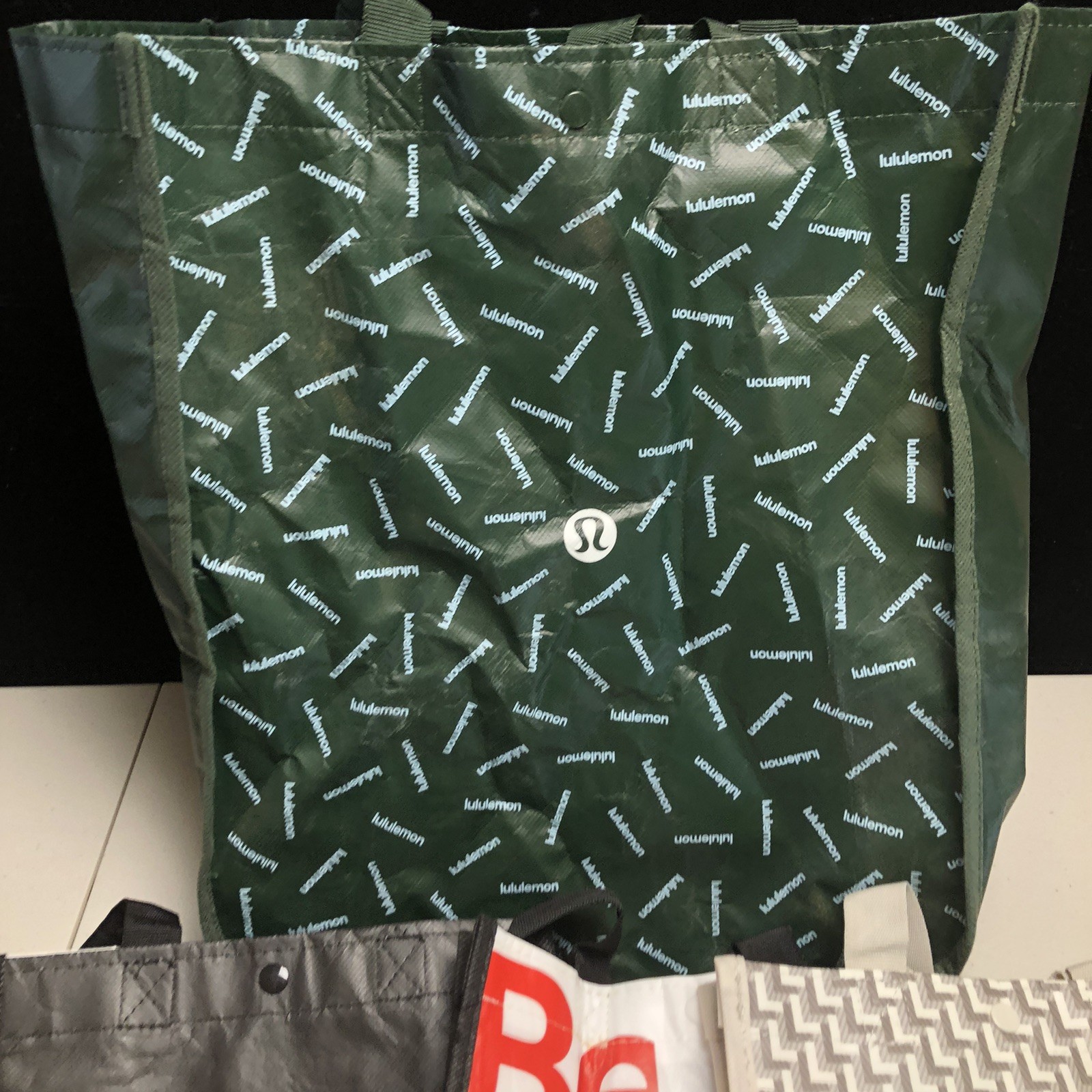 Lot Of 4 Lululemon Bags One Big Three Small Green Gray Black Red