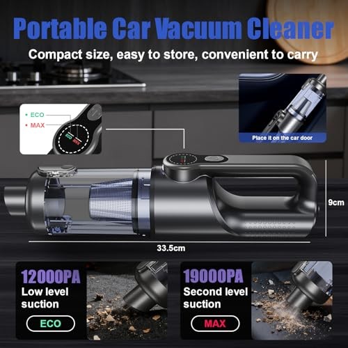 Car Vacuum Portable Cordless-19000 Pa 4 in 1 Handheld Vacuum Cordless
