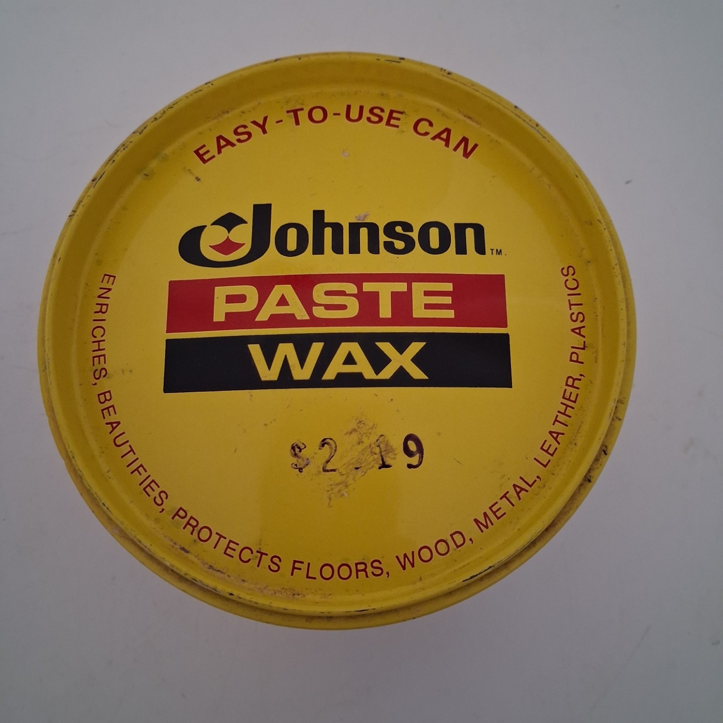 Vtg Pre-1980 Johnson’s Paste Wax Original Formula 16 oz Full Tin 1 lb 3.5oz
