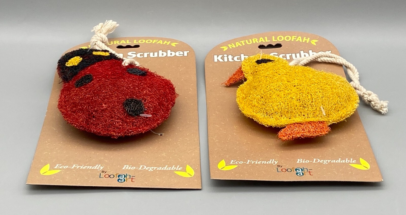 Loofah Kitchen Scrubber Pads set of 2 Eco-Friendly Bio-Degradable Natural CUTE