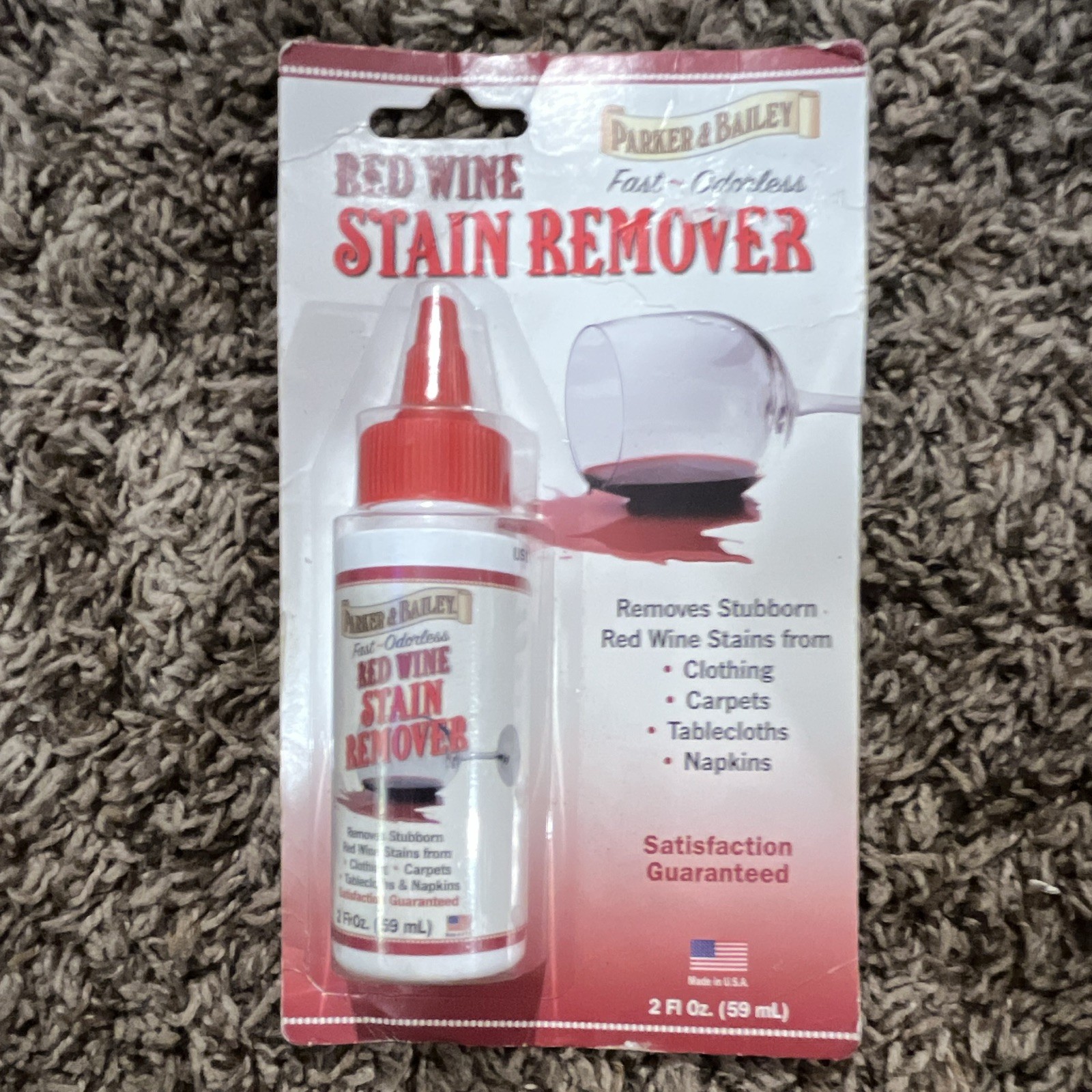 Parker & Bailey Red Wine Stain Remover Fast Odorless 2 fl oz for Fabrics