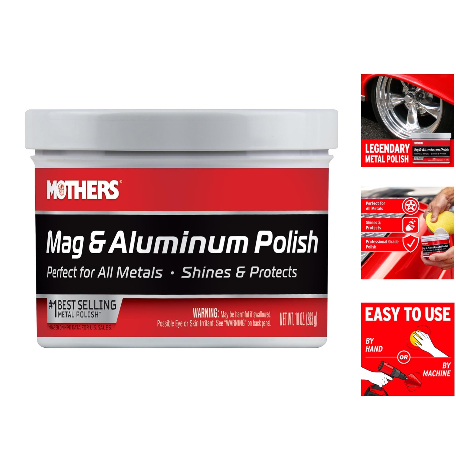 Mothers Mag & Aluminum Polish, 10 oz – Legendary Shine for Restoring Metal
