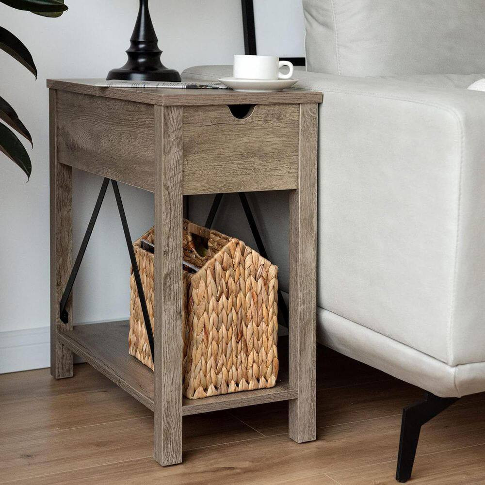 Brown 14.3 In. X 11.5 In. Water Hyacinth Freestanding Magazine Rack