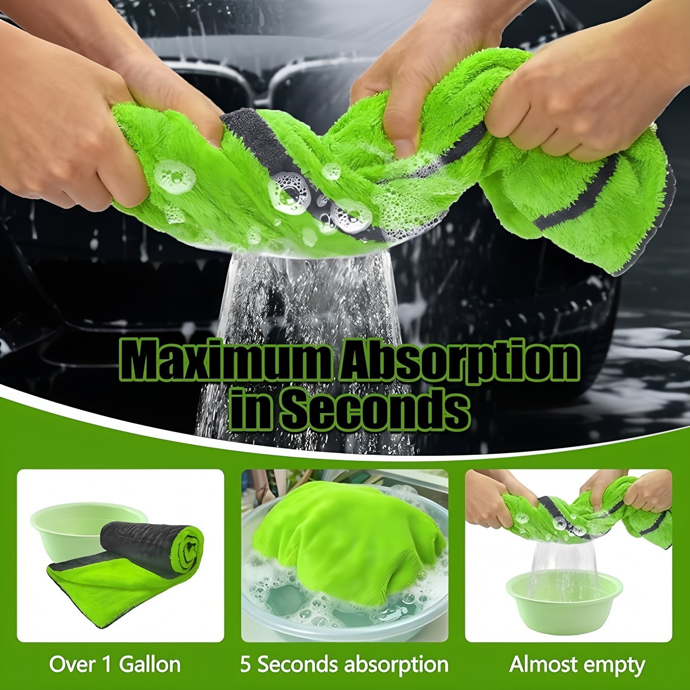 30x30cm in Microfiber Car Drying Towel 1400GSM Streak Free Auto Wash Cloth