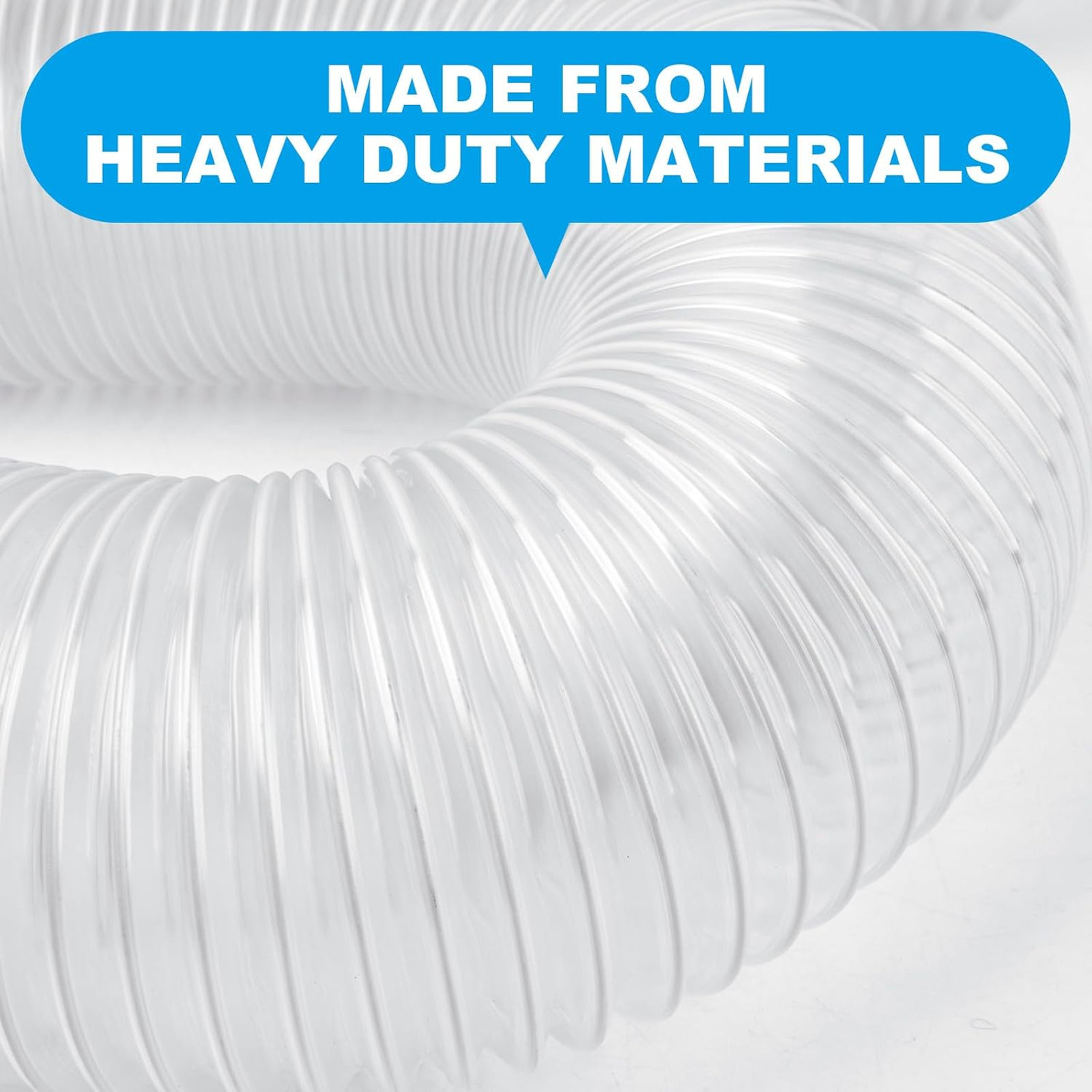 4″ x 50′ Heavy PVC Dust Collection Hose, Flexible Clear Debris and Fume