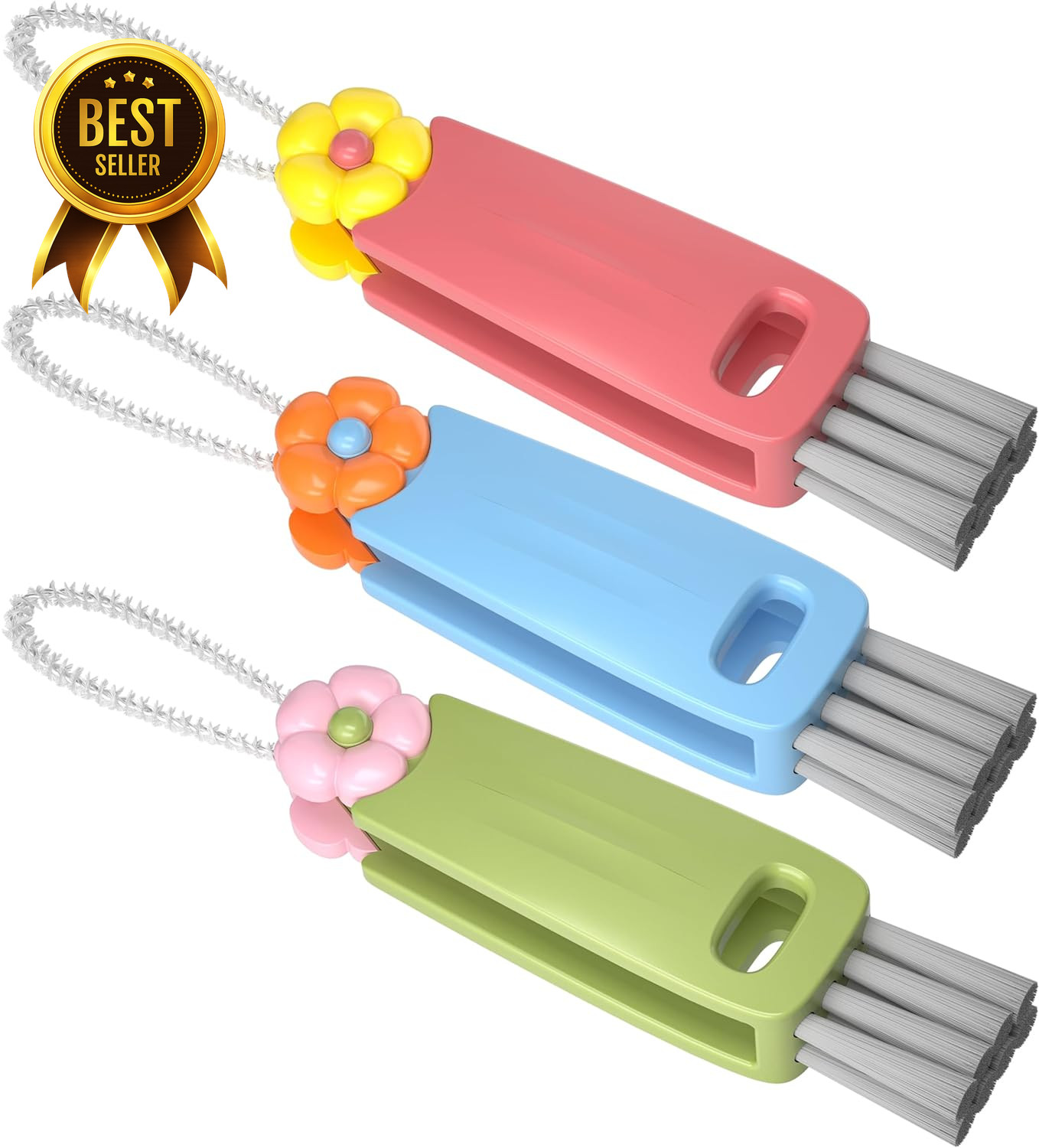 3 in 1 Cup Lid Cleaning Brush Set Bottle Gap Crevice Cleaner Multicolor