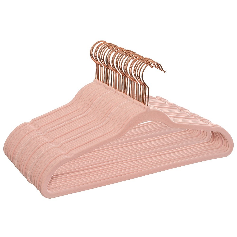 Velvet Adult Clothing Hangers, Pink, Non-Slip, Space Saving 30 Count