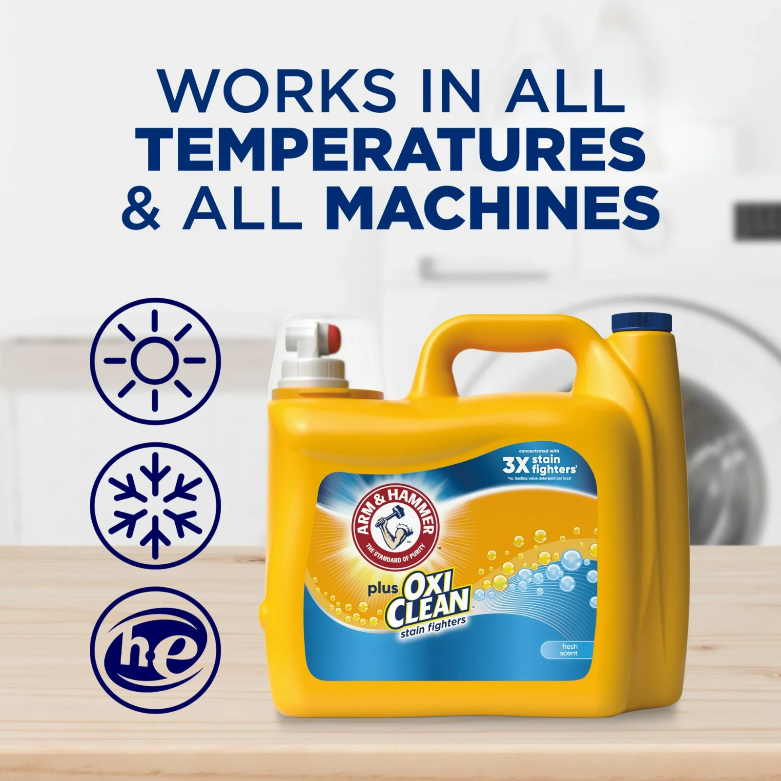 (3 pack) ARM & HAMMER Plus OxiClean Liquid Laundry Detergent, Stain Remover