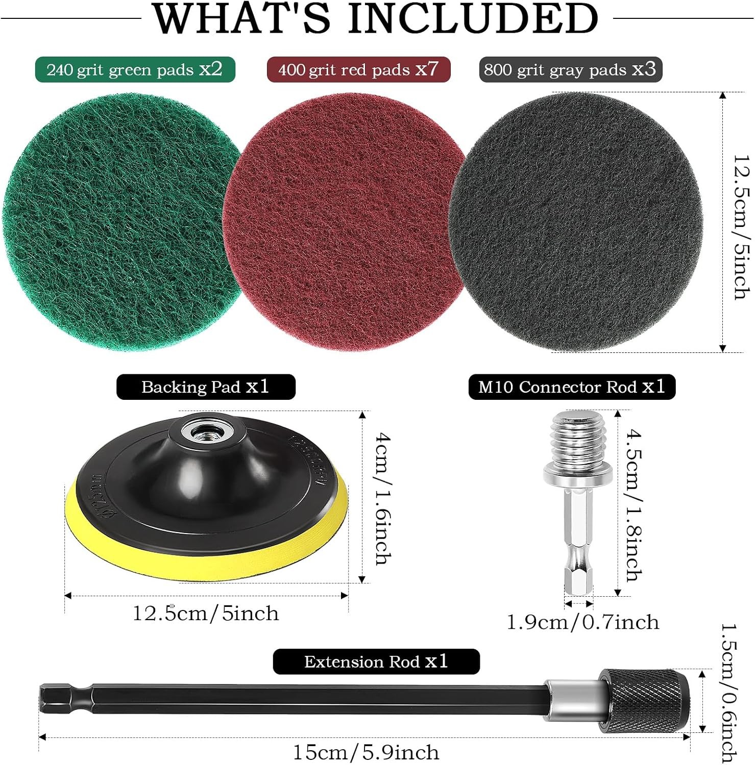 5 Inch 15 PCS Scouring Pads Drill Brush Power Scrubber Cleaning Kit | Hook and