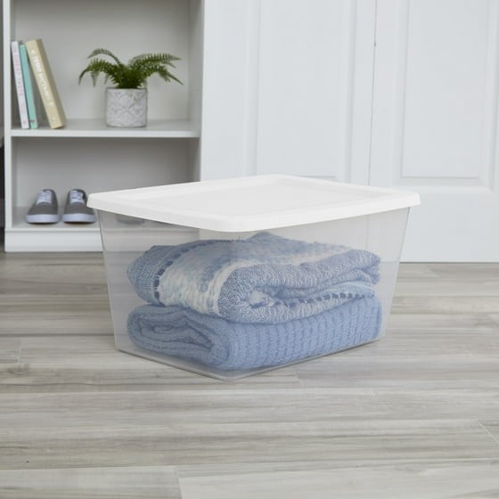 Sterilite, 58 Quart Clear Storage Bin, Snap-on Lid Storage Container, with Lid