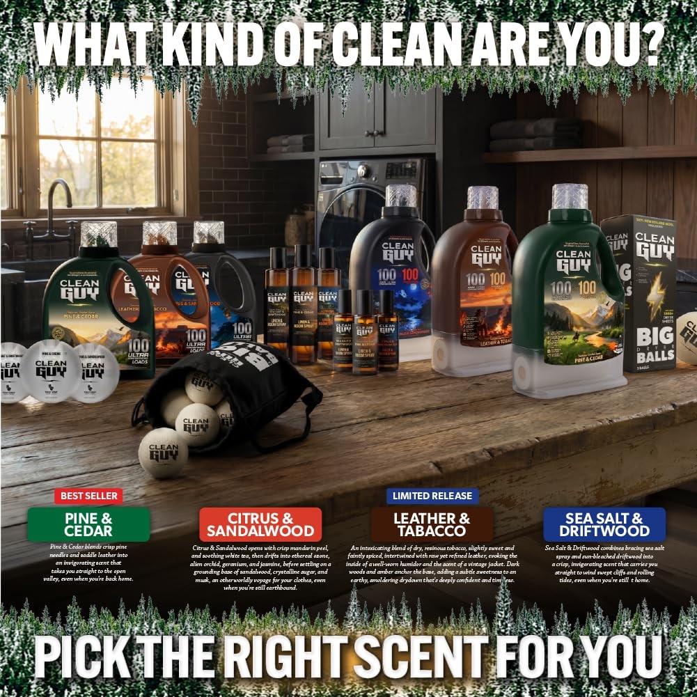 Clean Guy Laundry Detergent, Pine and Cedar, Odor Eliminator 100 Loads