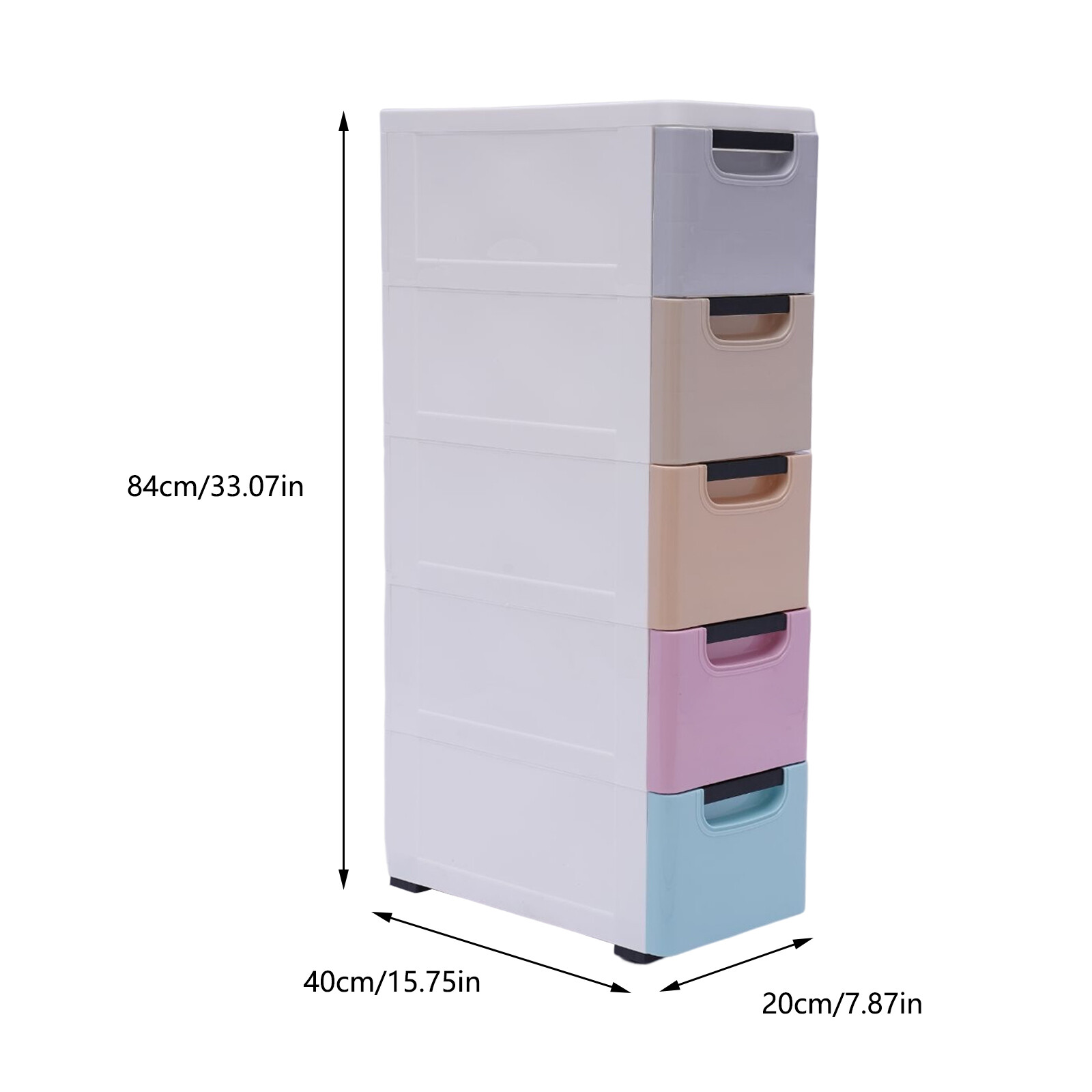 5-Drawer Stackable Plastic Storage Cabinet With Wheels – Multicolor