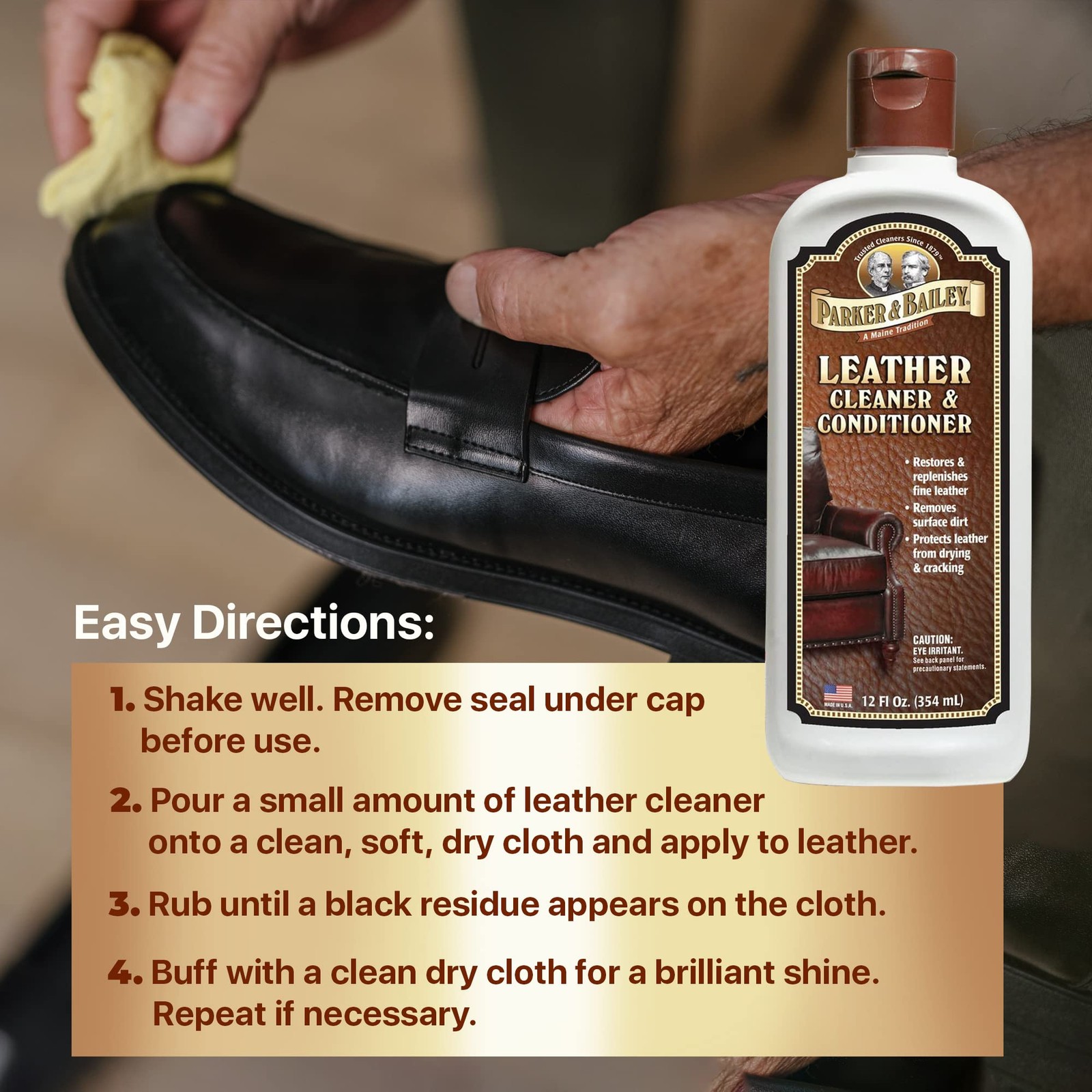 Parker & Bailey Leather Cleaner & Conditioner – Restores & Conditions, Cleaner F