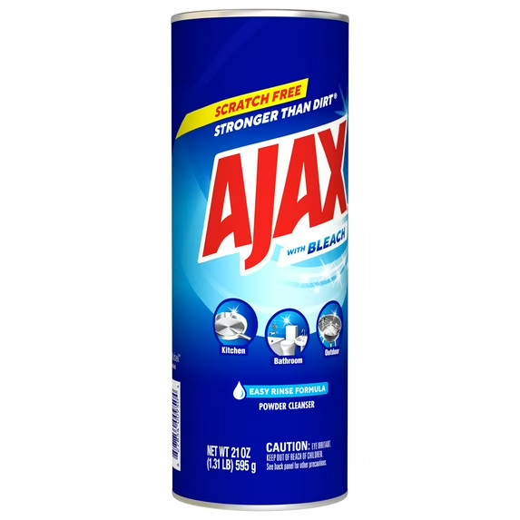(6 pack) Ajax Powder Cleanser with Bleach, Scratch-Free Formula, 21 oz Bottle