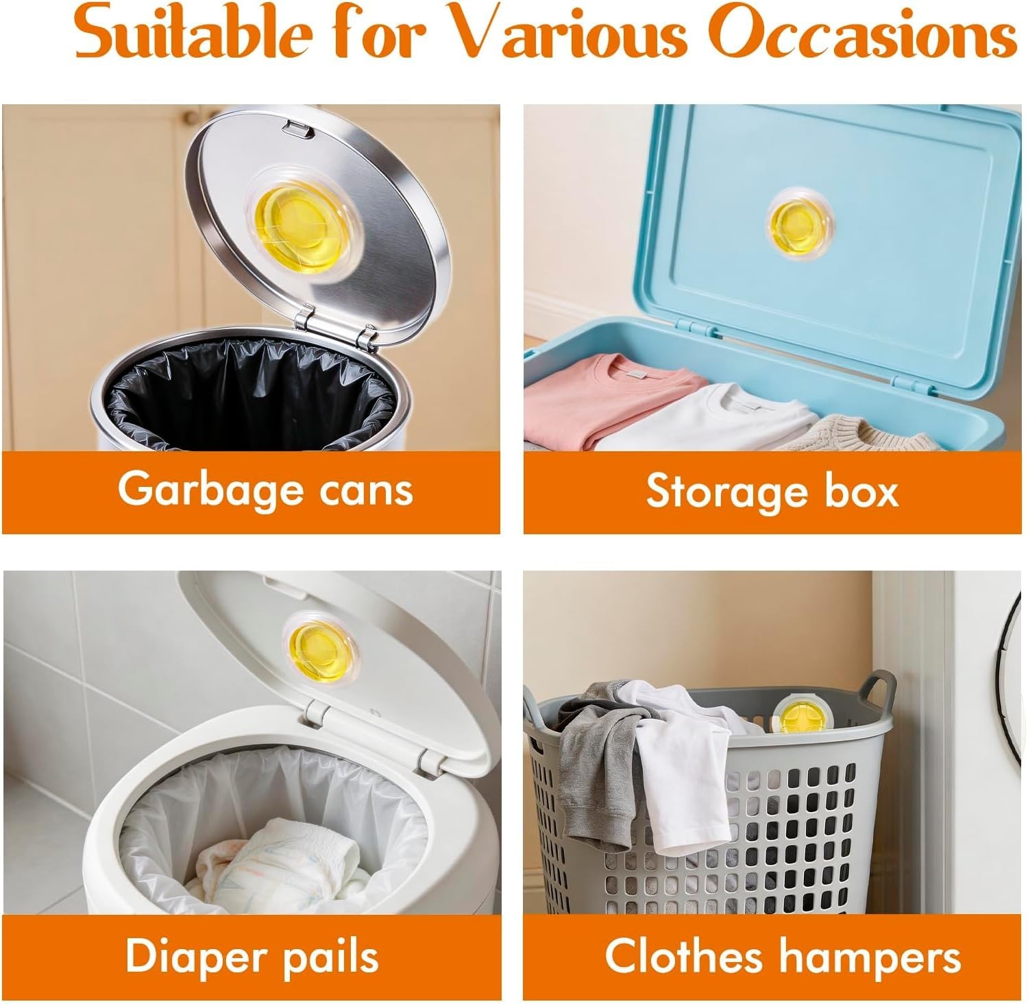 10 Pack Trash Can Deodorizer, Citrus Scent Stick-On Gel Air Freshener Up to 30 D