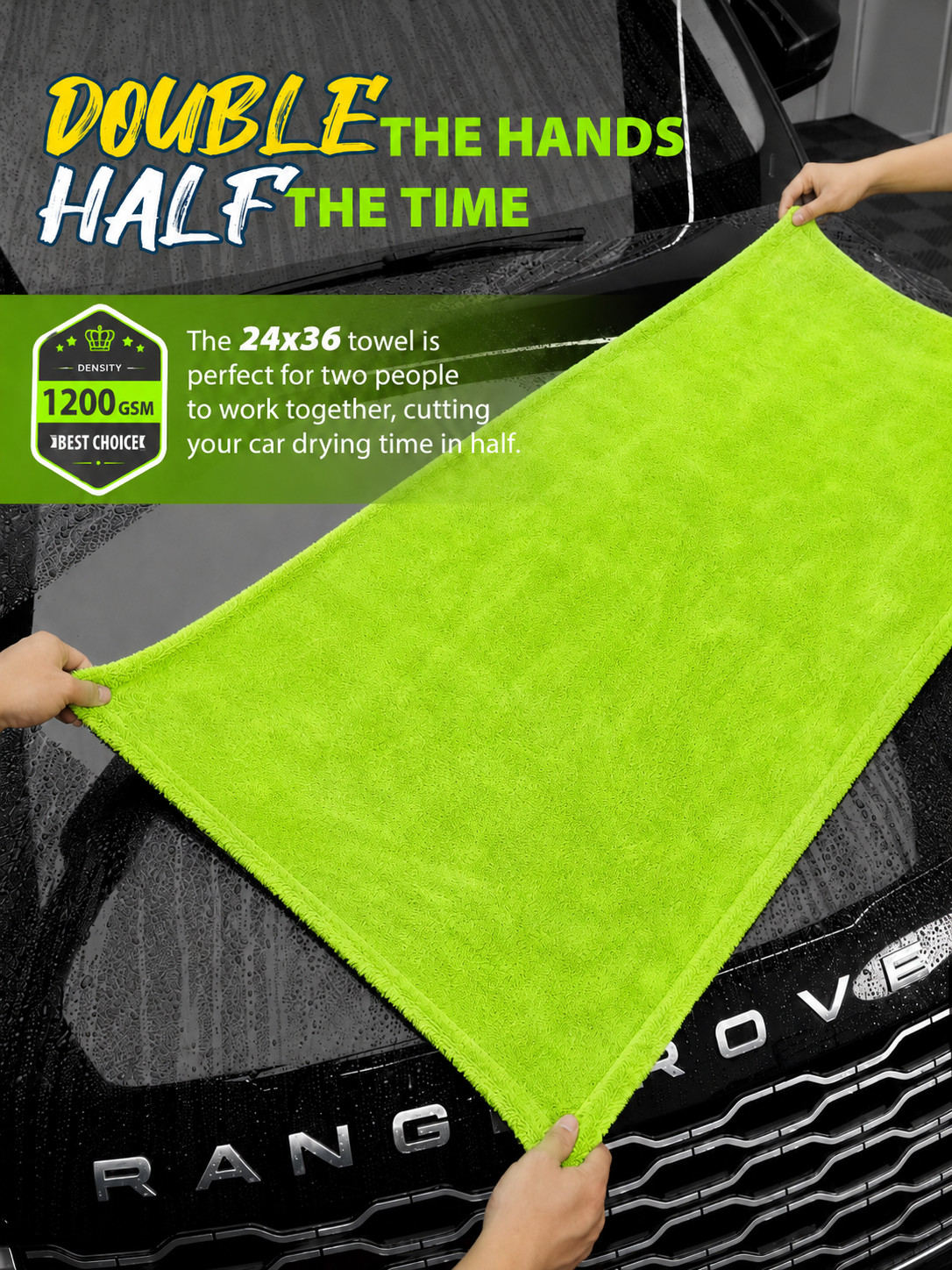 48x24in Microfiber Car Drying Towel 1400GSM Streak Free Auto Wash Cloth