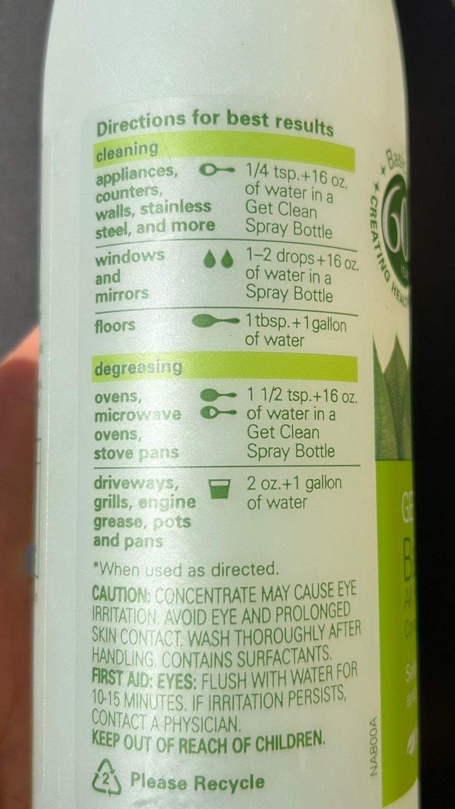 Shaklee Basic H2® Biodegradable Concentrated Cleaner 16 oz. No Animal testing