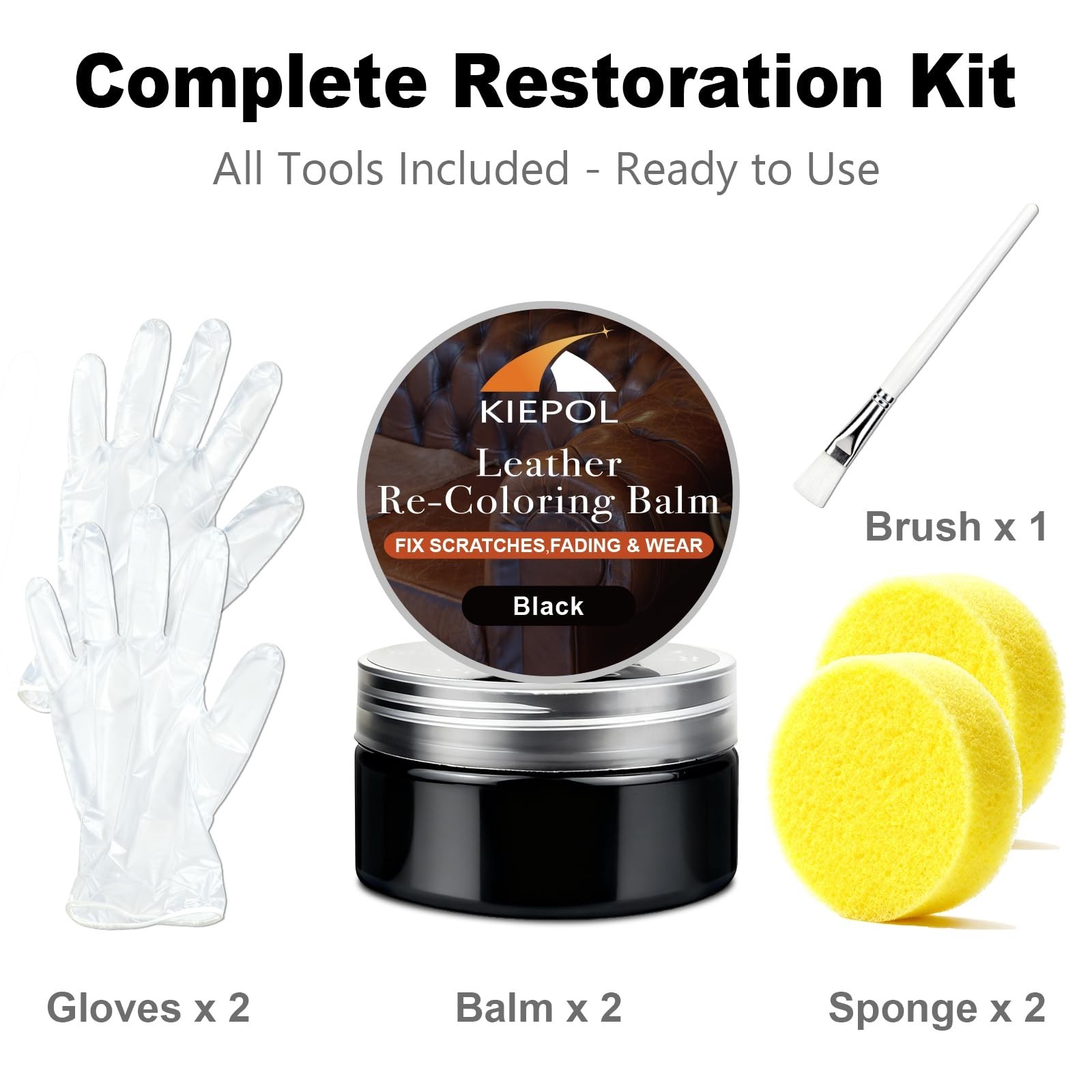 Black Leather Repair Kit, Black Leather Recoloring Balm, Leather Dye – Restor…