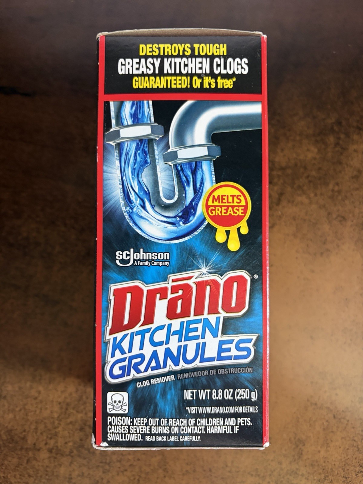 TWO (2) Drano Kitchen Granules Clog Remover, 8.8 oz Destroys Greasy Kitch Clog
