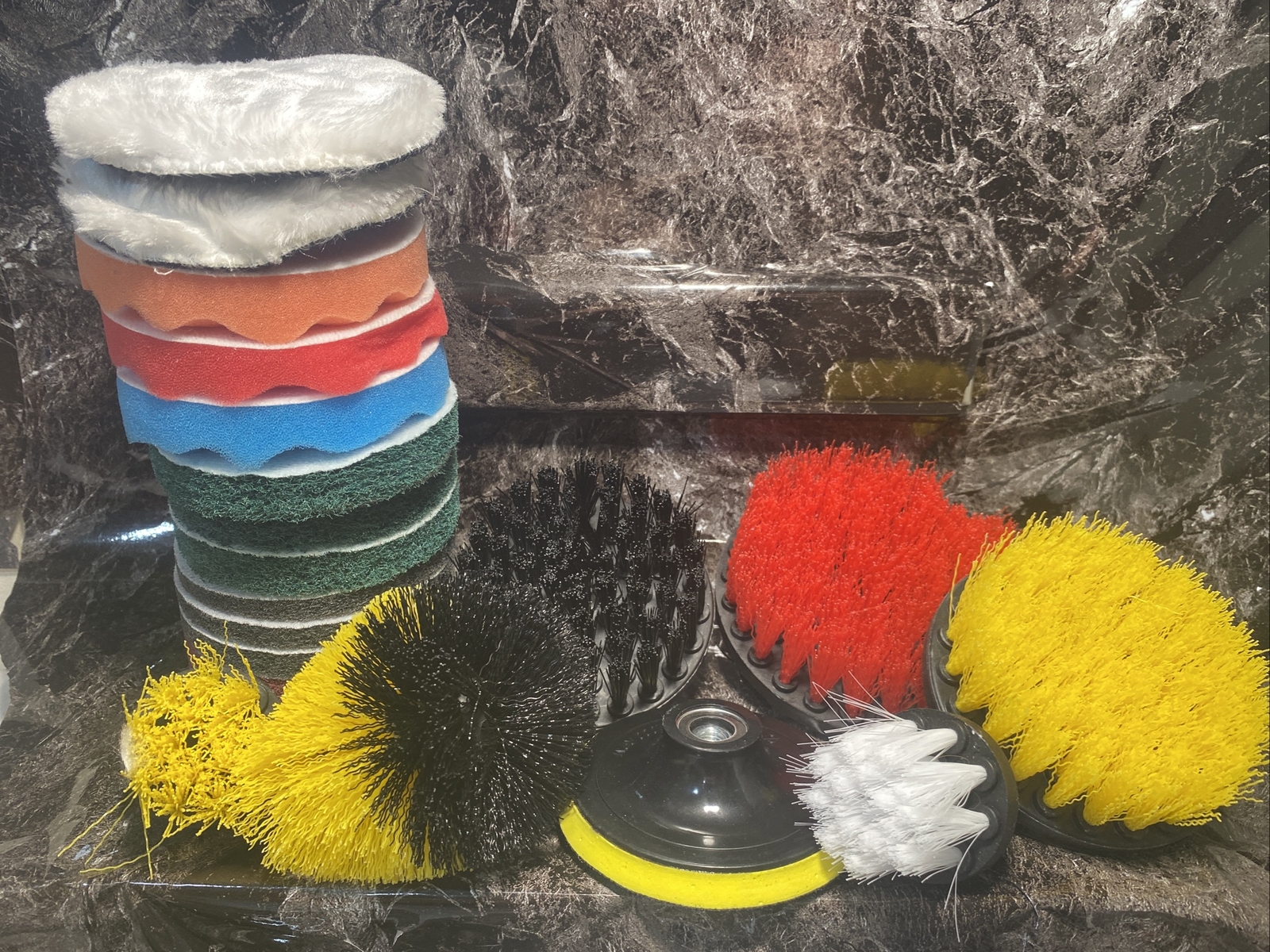 Holikme 22Piece Drill Brush Attachments Set Scrub Pads & Sponge Buffing Pad #956