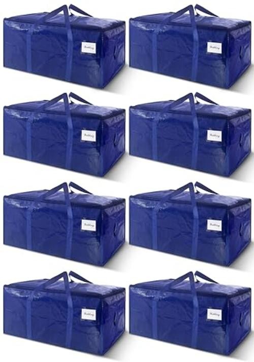 8 Pack Extra Heavy Duty Large Moving Bags with Strong 24 gal-Dark Blue 8.0