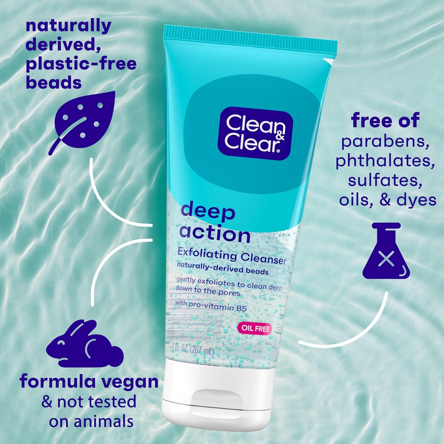 Gentle Exfoliating Facial Cleanser with Pro-Vitamin B5 – 7 Fl Oz Tube