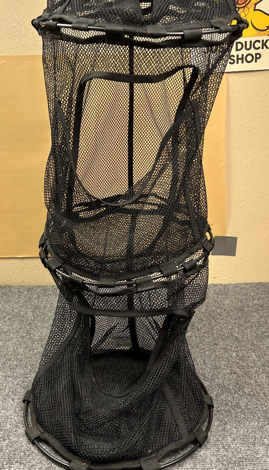 Hanging Vertical Mesh Garage Ball Storage Net Metal Hook 11″ X 40″ 3 Compartment