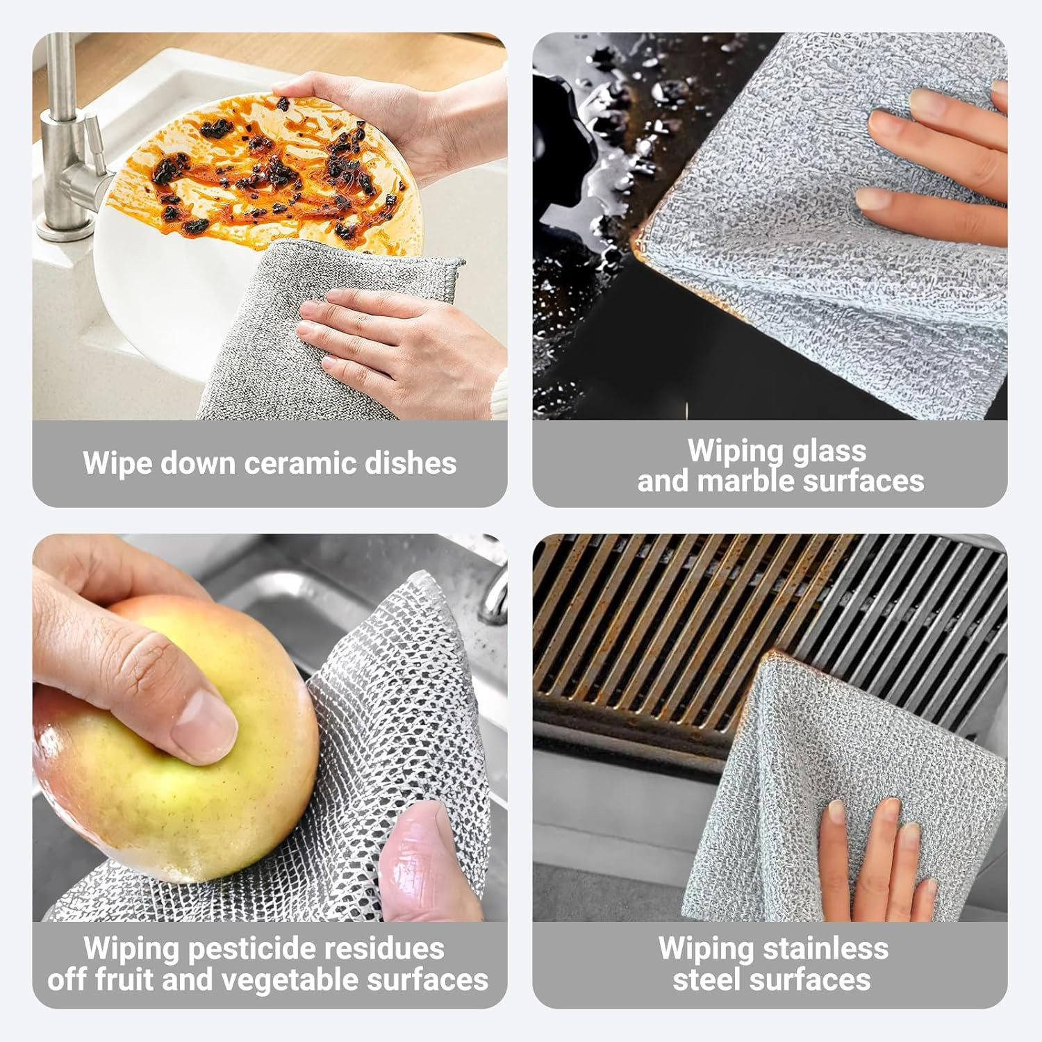 10pc Non-Scratch Wire Dish Cloth Multipurpose Single Layer Mesh Scrubber Rags