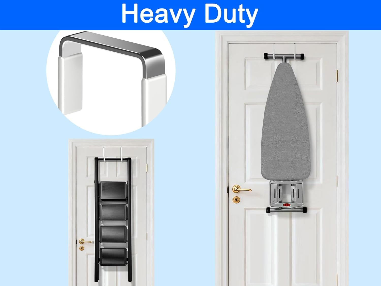 Single over the Door Hooks 4 Pack Fit 1-3/8″ Door 5.5″ White | Plastic Coated St