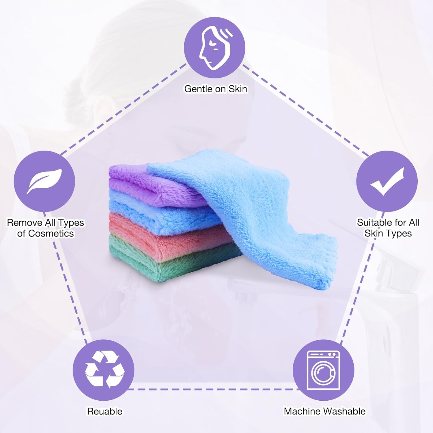 28 Pack Makeup Remover Cloths, Super Soft Premium Coral Velvet Facial Cleansing