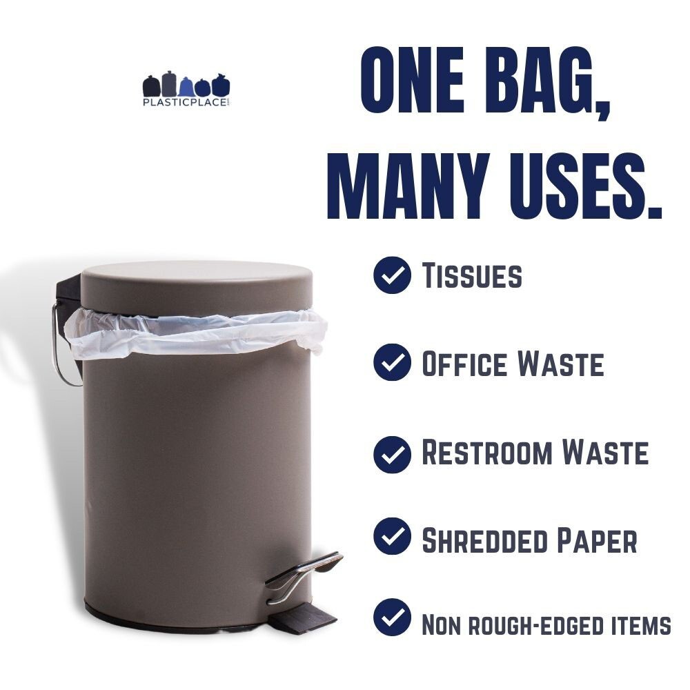Plasticplace 6 Gallon Trash Bags – Clear, pack of 100 bags