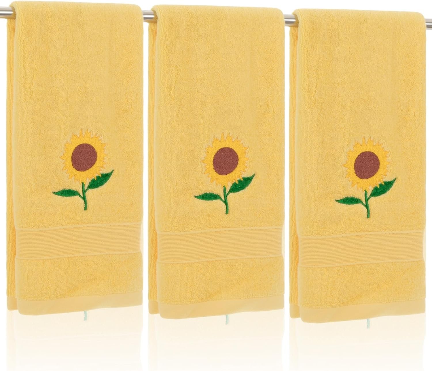 3 PCS Sunflowers Hand Towels Bright Yellow Bathroom Decor 13.8×29 Inch