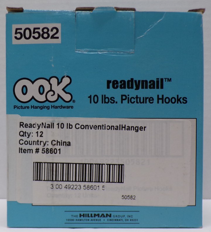 Lot of 12 OOK ReadyNail 10 lbs Picture Hooks Conventional Hanger 6 Pcs Ea. 50582
