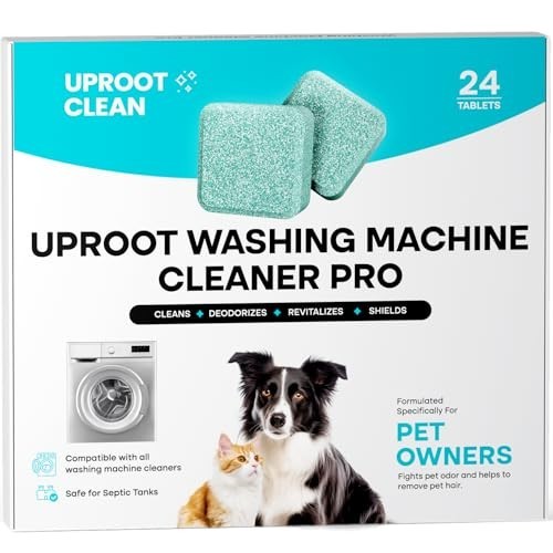 Washing Machine Cleaner Tablets – 24 Pack, HE & Front Load Compatible, Pet Safe,