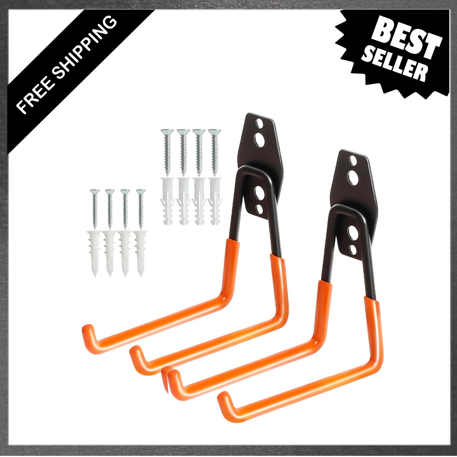 Heavy Duty Wall Hooks Pack for Garage Workshop Metal Storage Hangers for Ladder