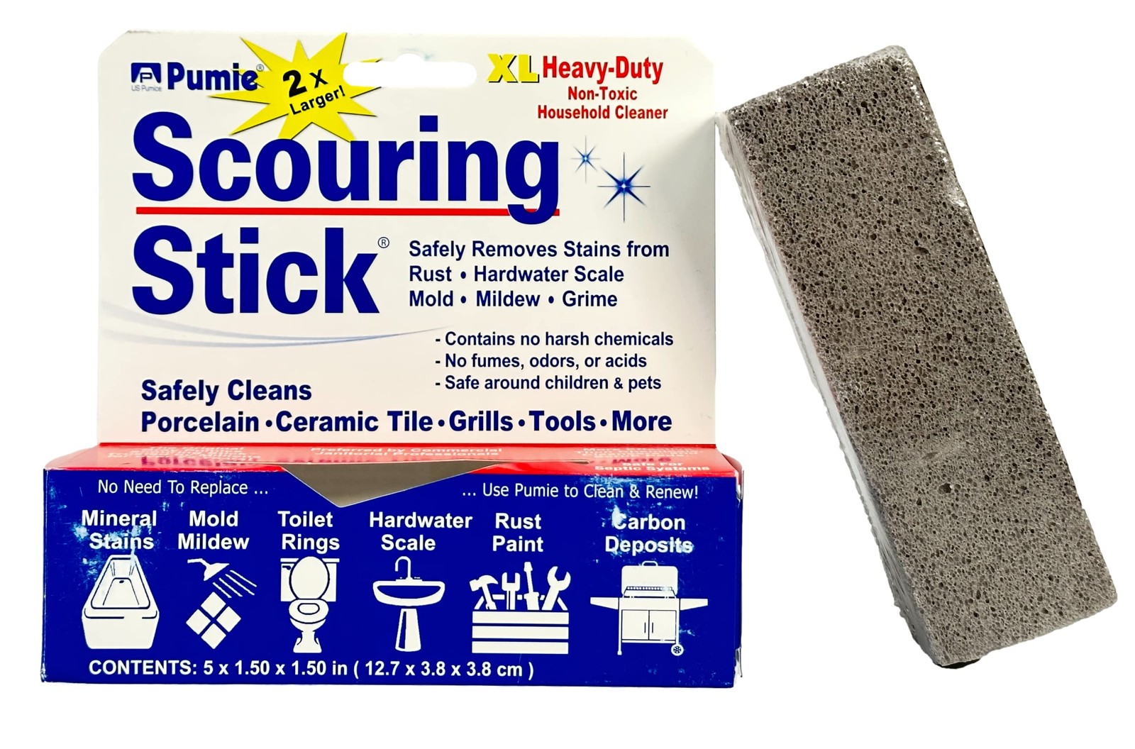Extra Large Pumie Scouring Stick 2 Count Powerful All Purpose Cleaning Tool