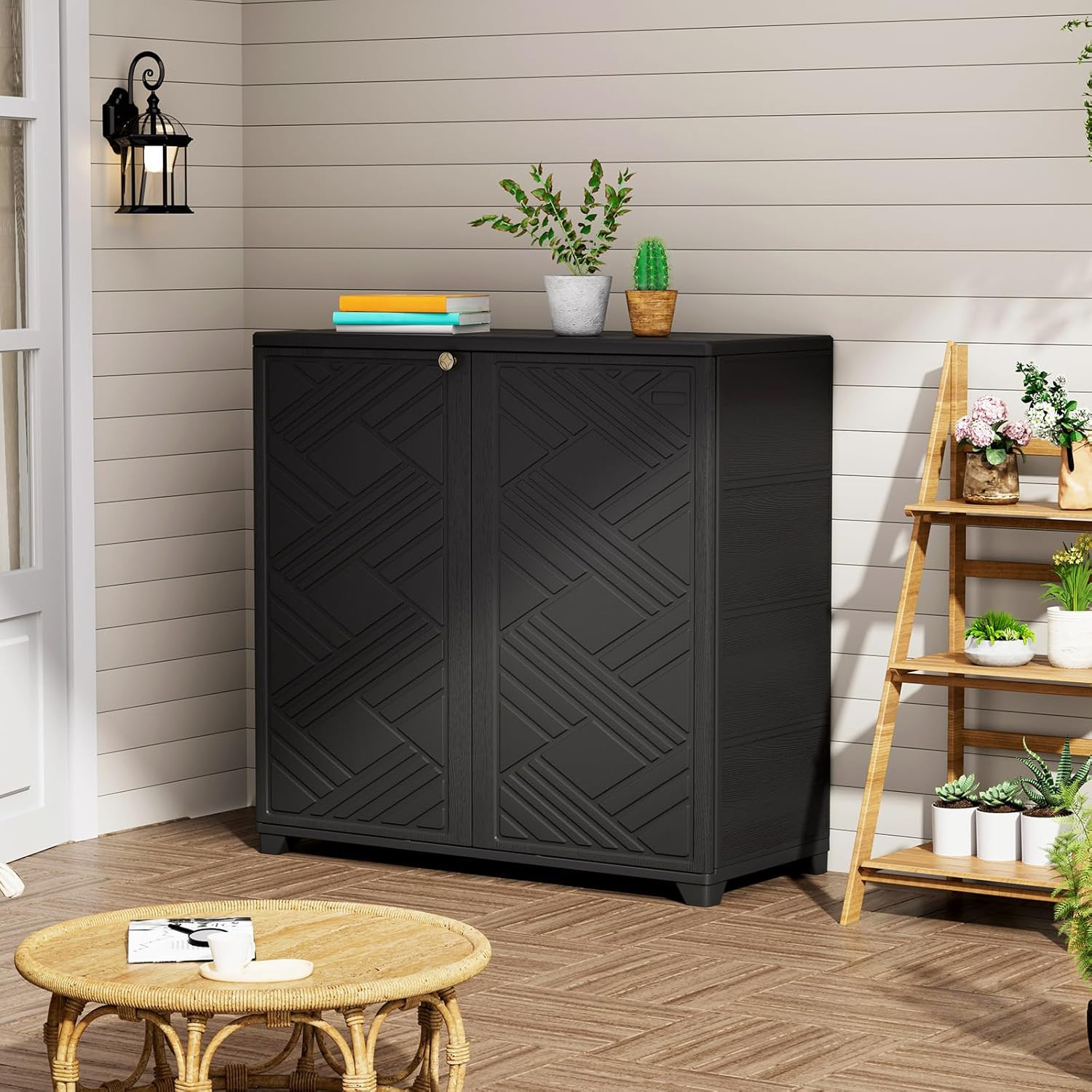 Waterproof Outdoor Storage Cabinet 34″x15″x34″ – Versatile Black Box