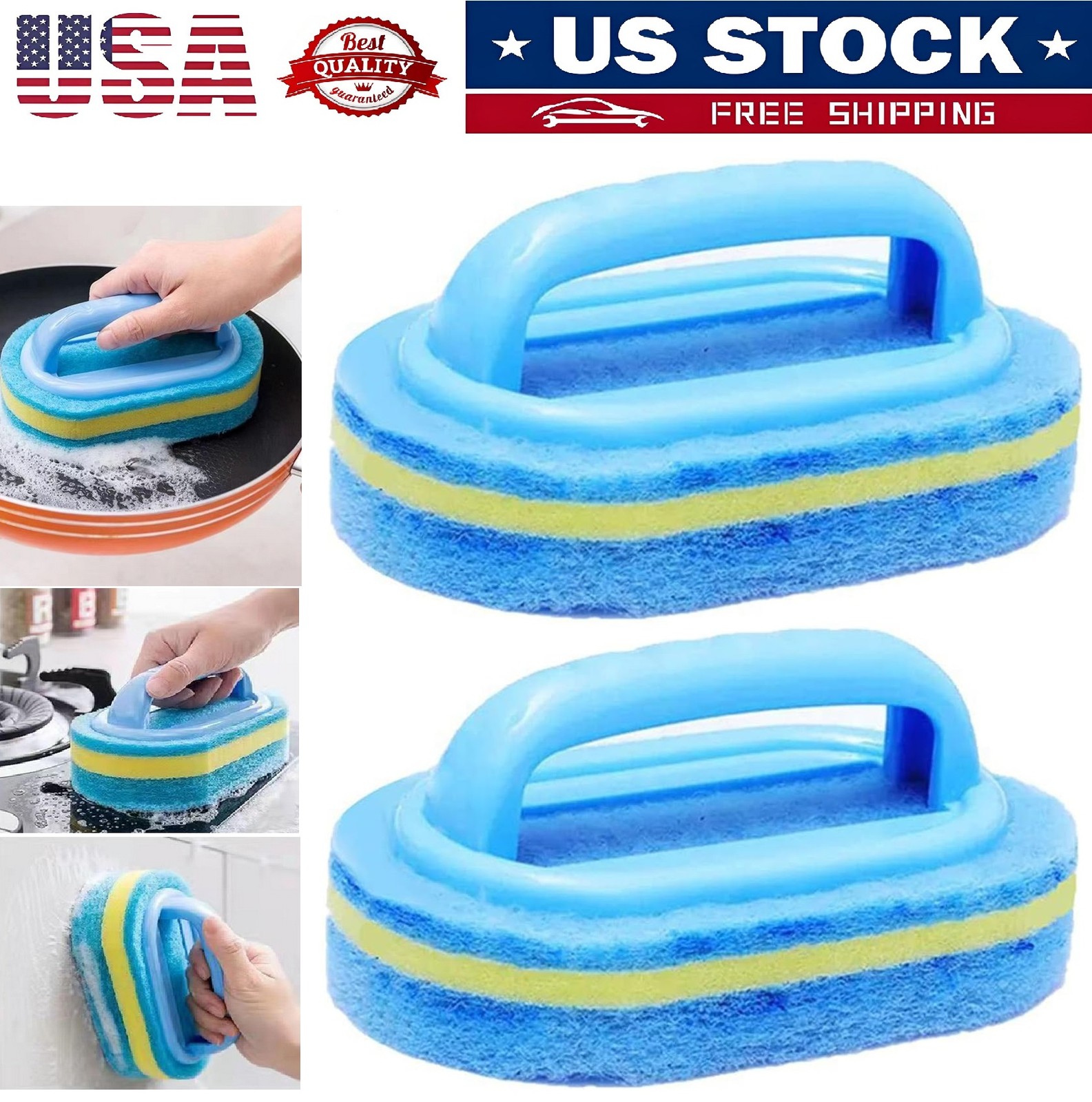 2× Magic Sponge Easy Cleaning Ceramic Tile Kitchen & Bathroom Surface Glass US