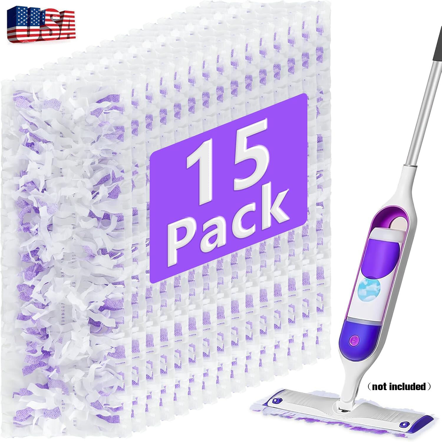 15 Pack Replacement Microfiber Cleaning Pads For Power Mop Disposable Tools