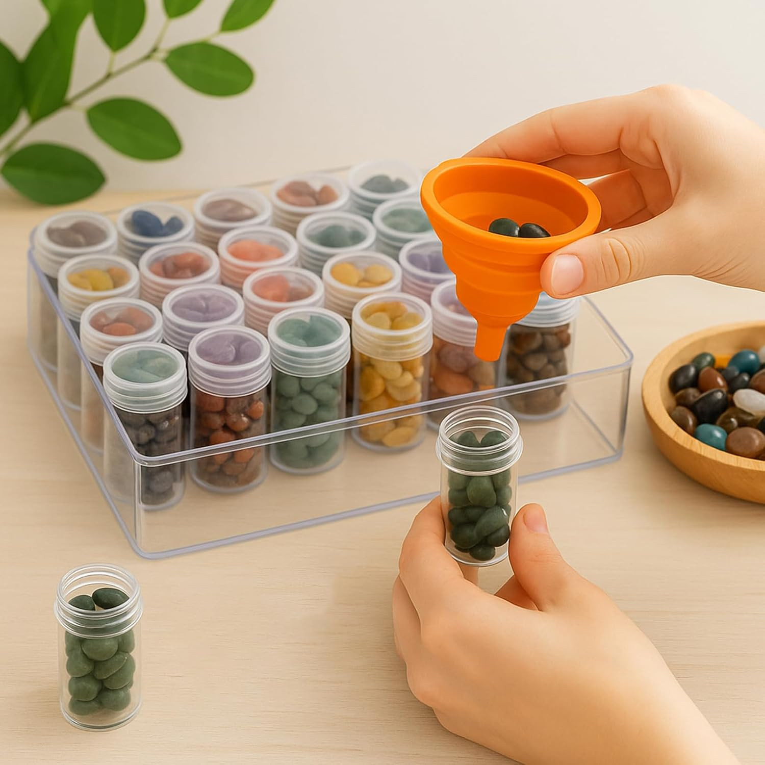 Embroidery Diamond Storage Box, 30PCS Big Clear Plastic Bead Containers with Sil