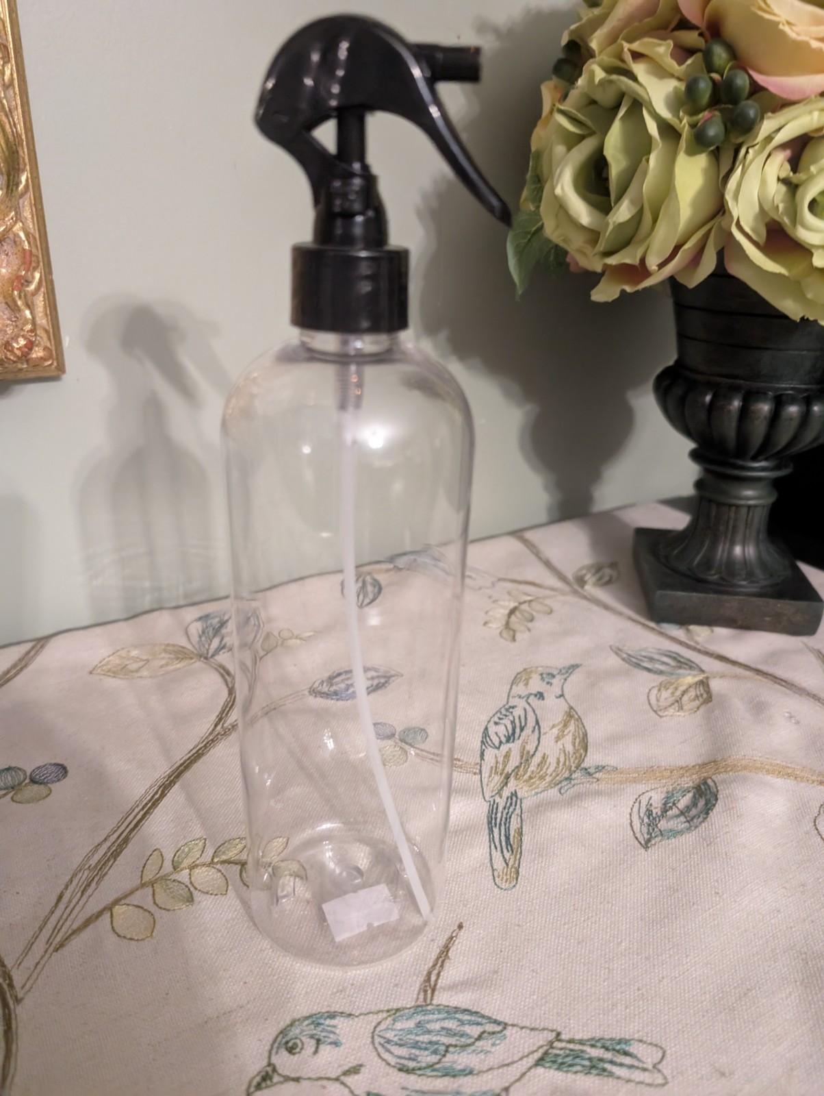 16 oz Clear PET Plastic Spray Bottle with Black Trigger Sprayer | Refillable